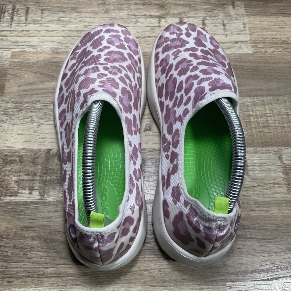Oofos Oomg Eezee Low Slip-On Comfort Shoe Womens 10 Pink‎ Cream Cheetah Print - Picture 5 of 8